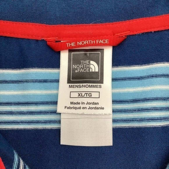 The North Face Mens Short Sleeve Polo Shirt Blue Striped Size XL - Picture 4 of 6
